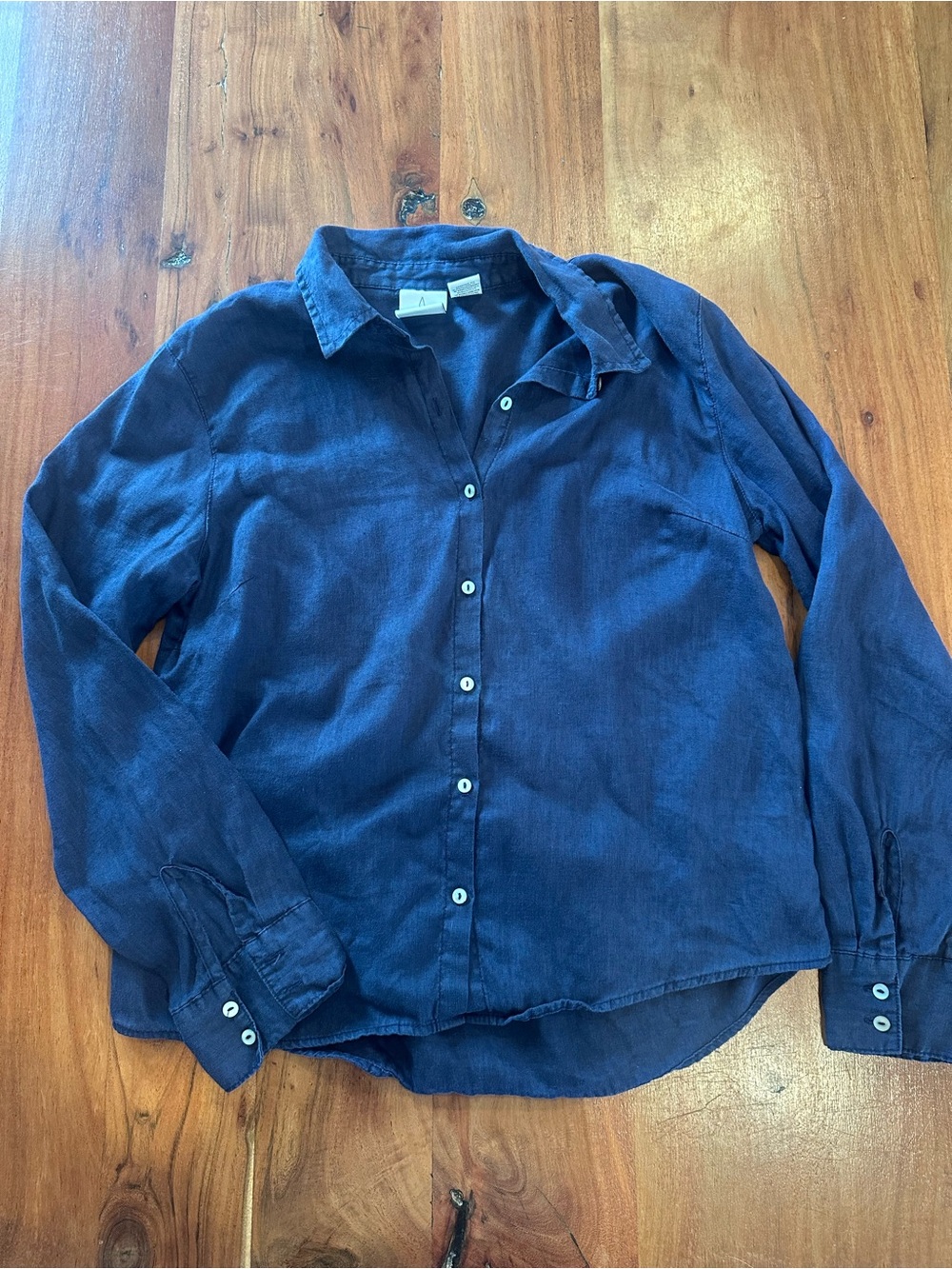 Joie 100% Linen Navy Blue Casual Button-Down Shirt